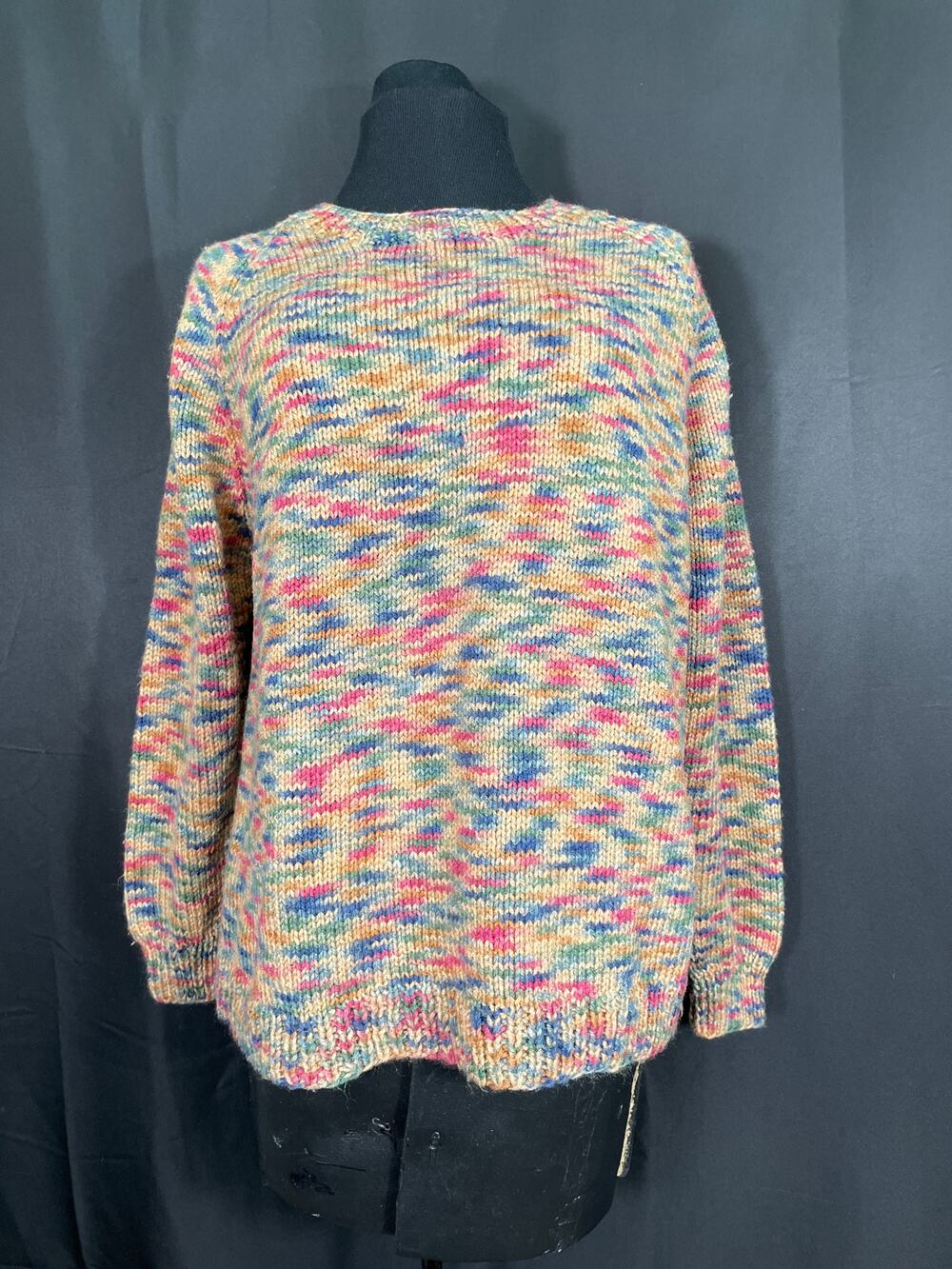 Handmade, Knitted Multicolored Cozy Sweater, Fall Colors, Large, One of a Kind